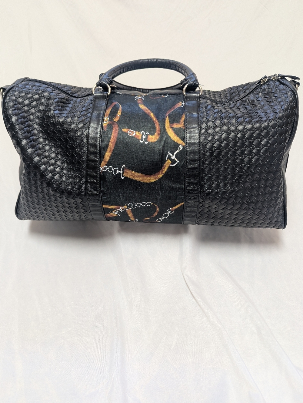 Huntley Equestrianโ Woven Horse Bit Overnight Duffle Bag 21" NO SHOULDER STRAP